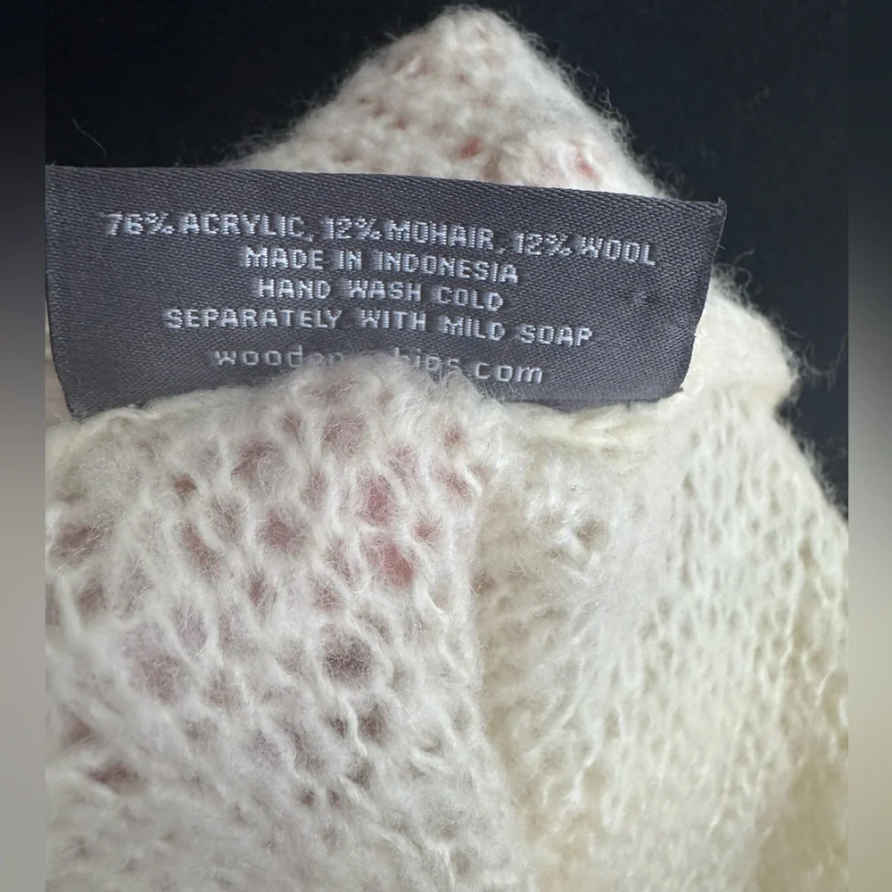 Wooden Ships cream mohair wool blend knit ruffled‎ women’s infinity scarf
